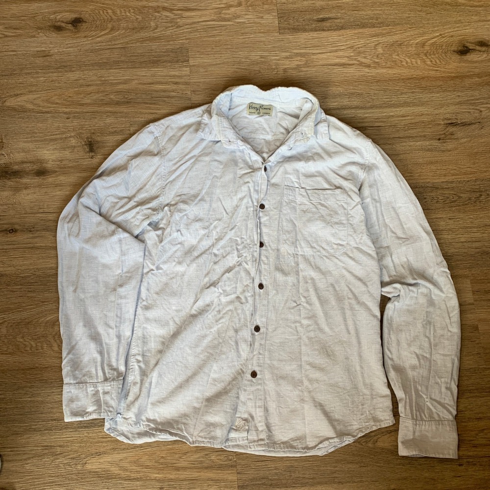 Kenny Flowers 100% Linen Island Classics Light Blue Button Down Shirt - Medium